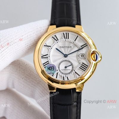 Swiss Quality Cartier Ballon Bleu 42mm Watch Yellow Gold Leather Strap